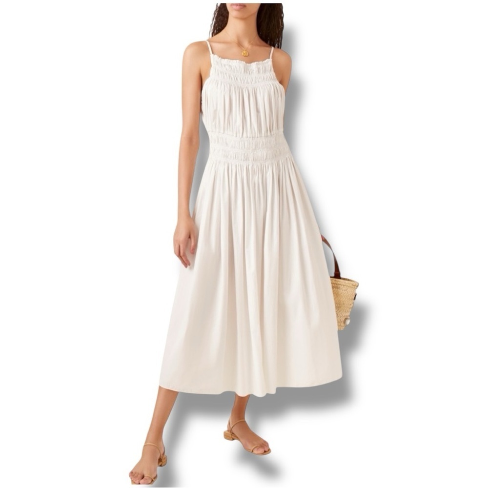 Three Graces London Dia feminine Cotton-Poplin romantic Elegant Ruched Dress